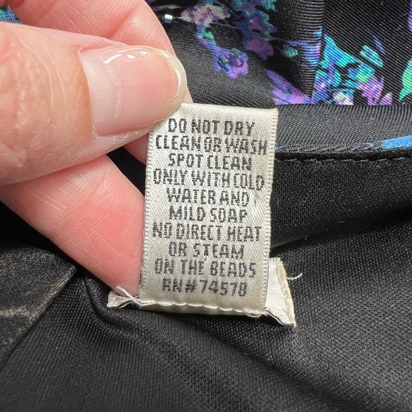 Vintage Cache Floral Bead Embellished Sheath Dress Back Zip - Picture 8 of 9